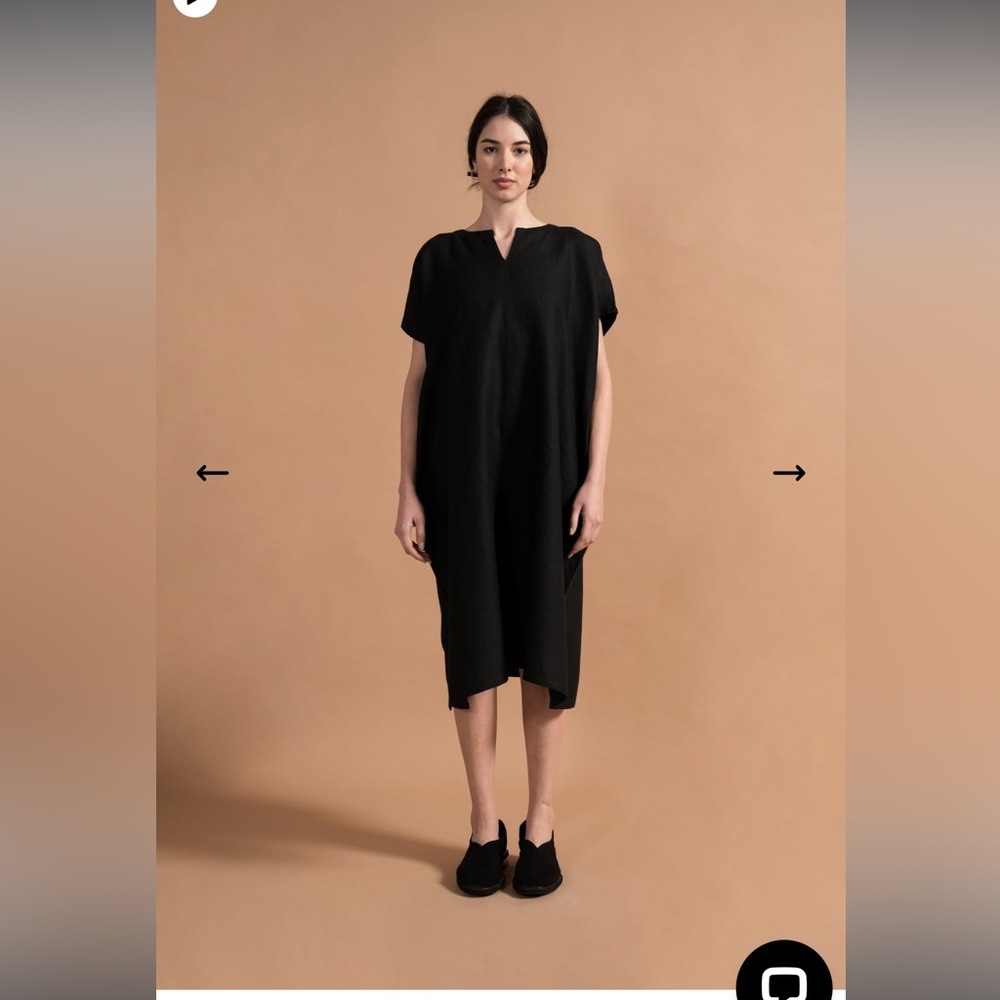 Turn Black brand Black Linen Juno Kaftan Midi Dress - Picture 5 of 10